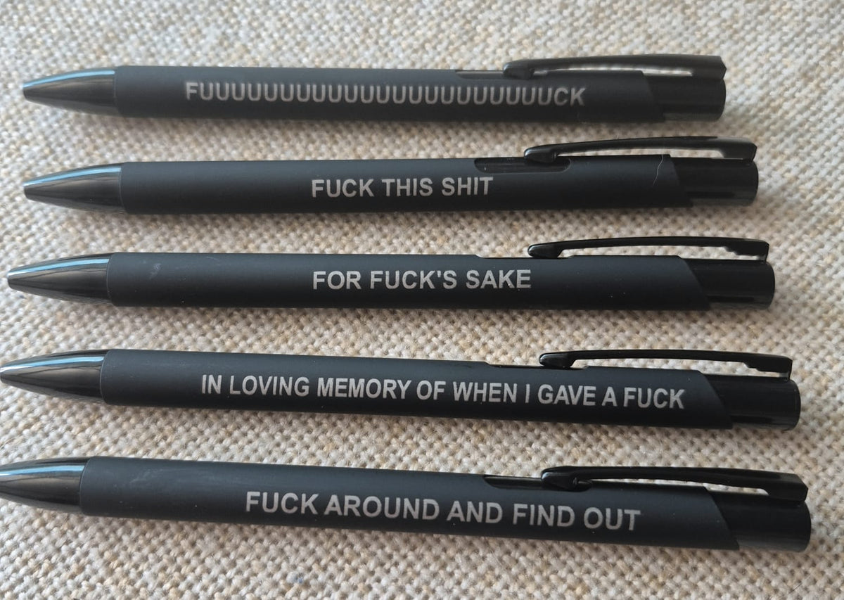 Set of 5 Black Swearing Pens