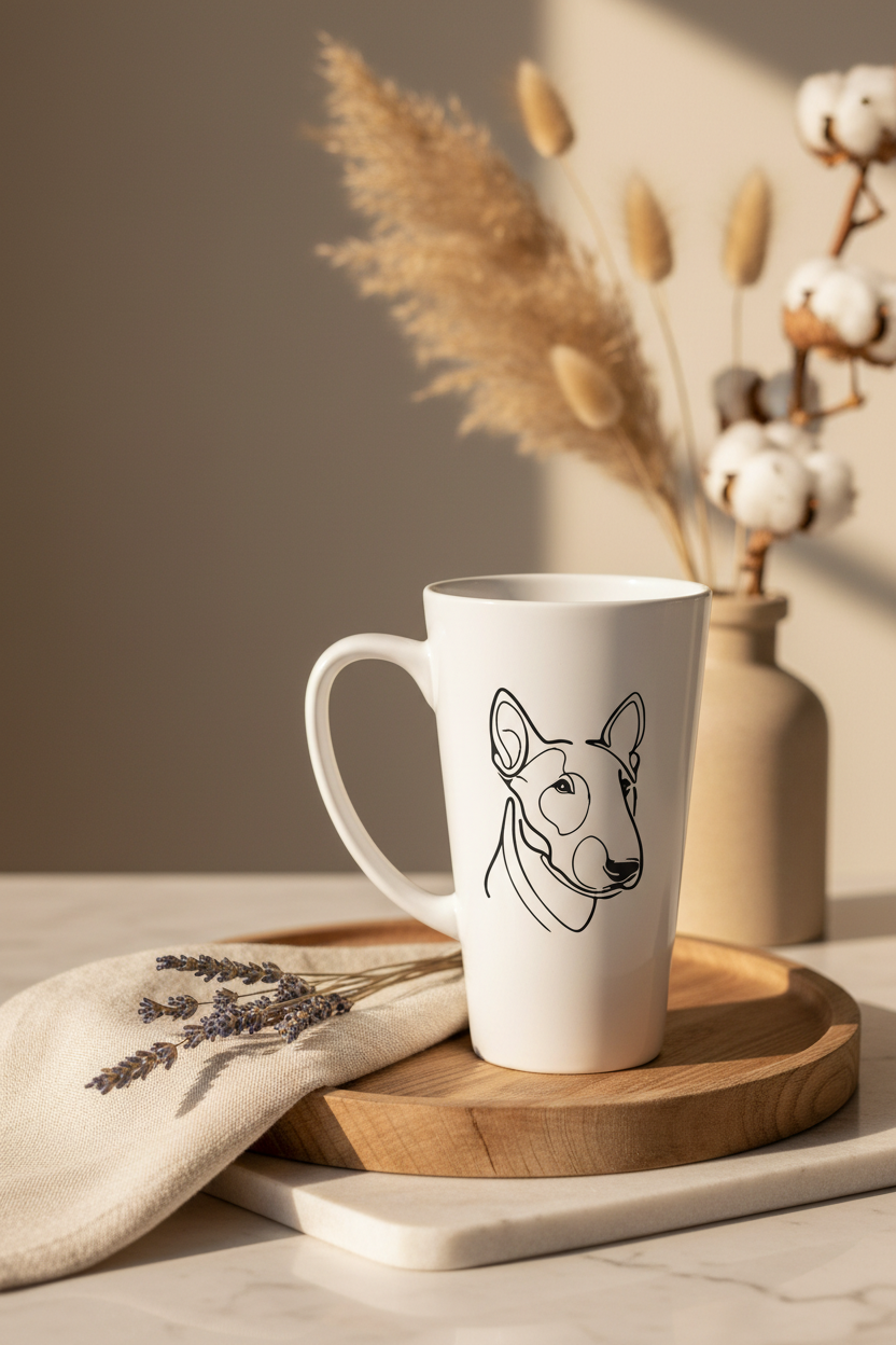 Bull Terrier Continuous Line Art 17oz Mug - Boho Chic Lifestyle