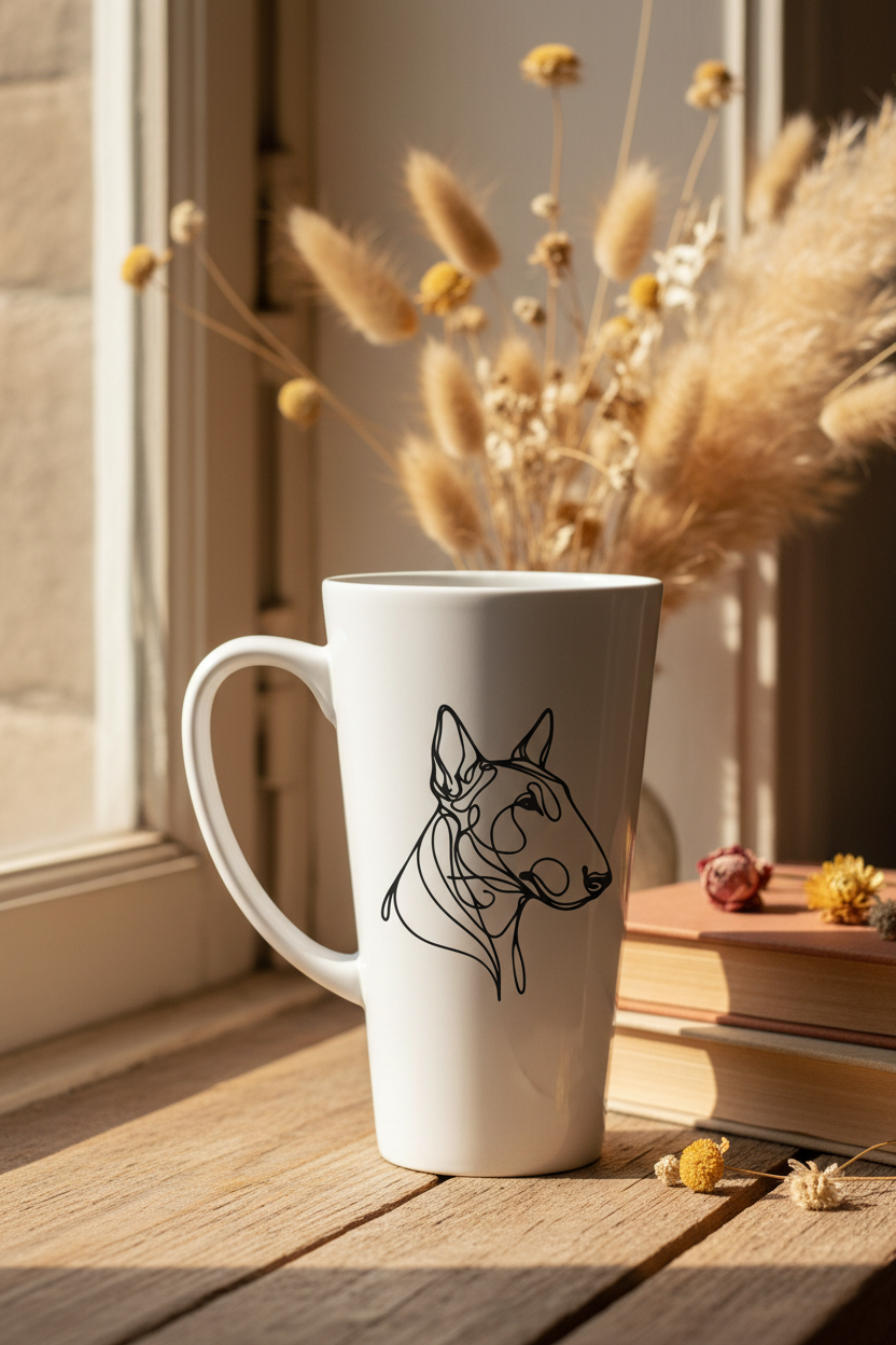Bull Terrier Flowing Line Art 17oz Mug - Boho Chic Lifestyle