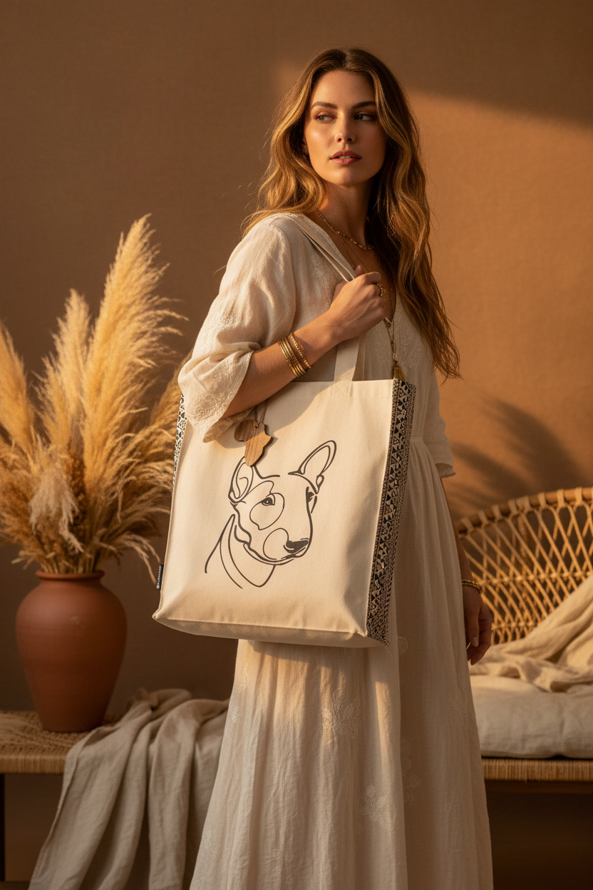 Bull Terrier Symmetry Cotton Tote Bag