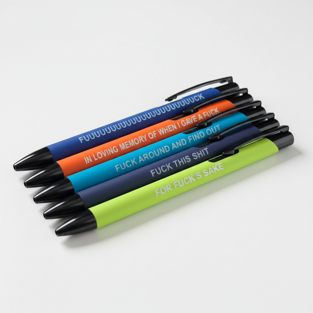 Pens on minimalist desk surface