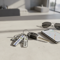 Province numberplate keyring attached to car keys lifestyle shot