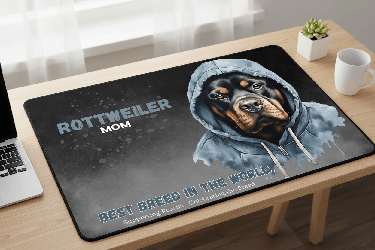 Rottweiler Mom Desk Mat Lifestyle